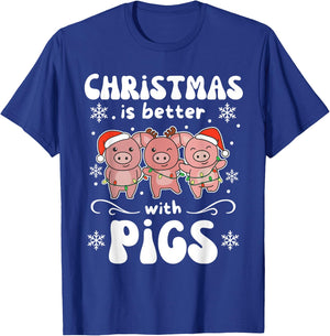 Christmas Is Better With A Pig Sweet Pig T-Shirt - T-Shirt | Royal