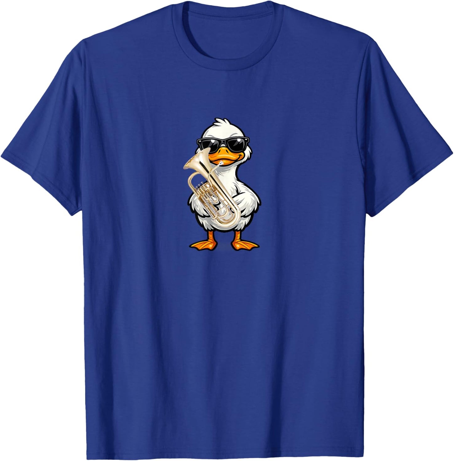 Funny Duck Wearing Sunglasses Playing Euphonium T-Shirt - T-Shirt | Royal