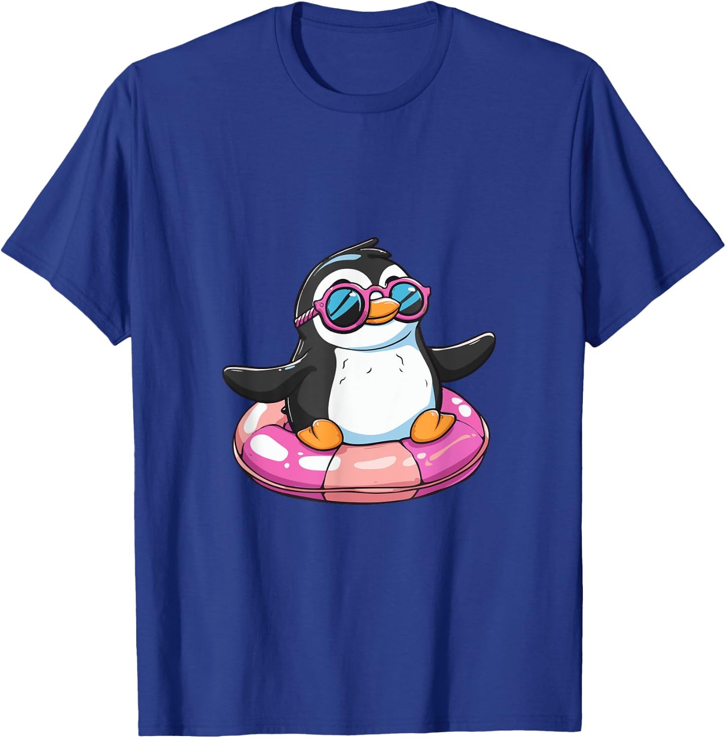 Cute Penguin On Summer Vacation Comic T-Shirt - T-Shirt | Royal