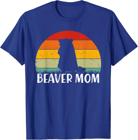 Animal Lover Beaver Mom Mother's Day Retro Vintage T-Shirt - T-Shirt | Royal
