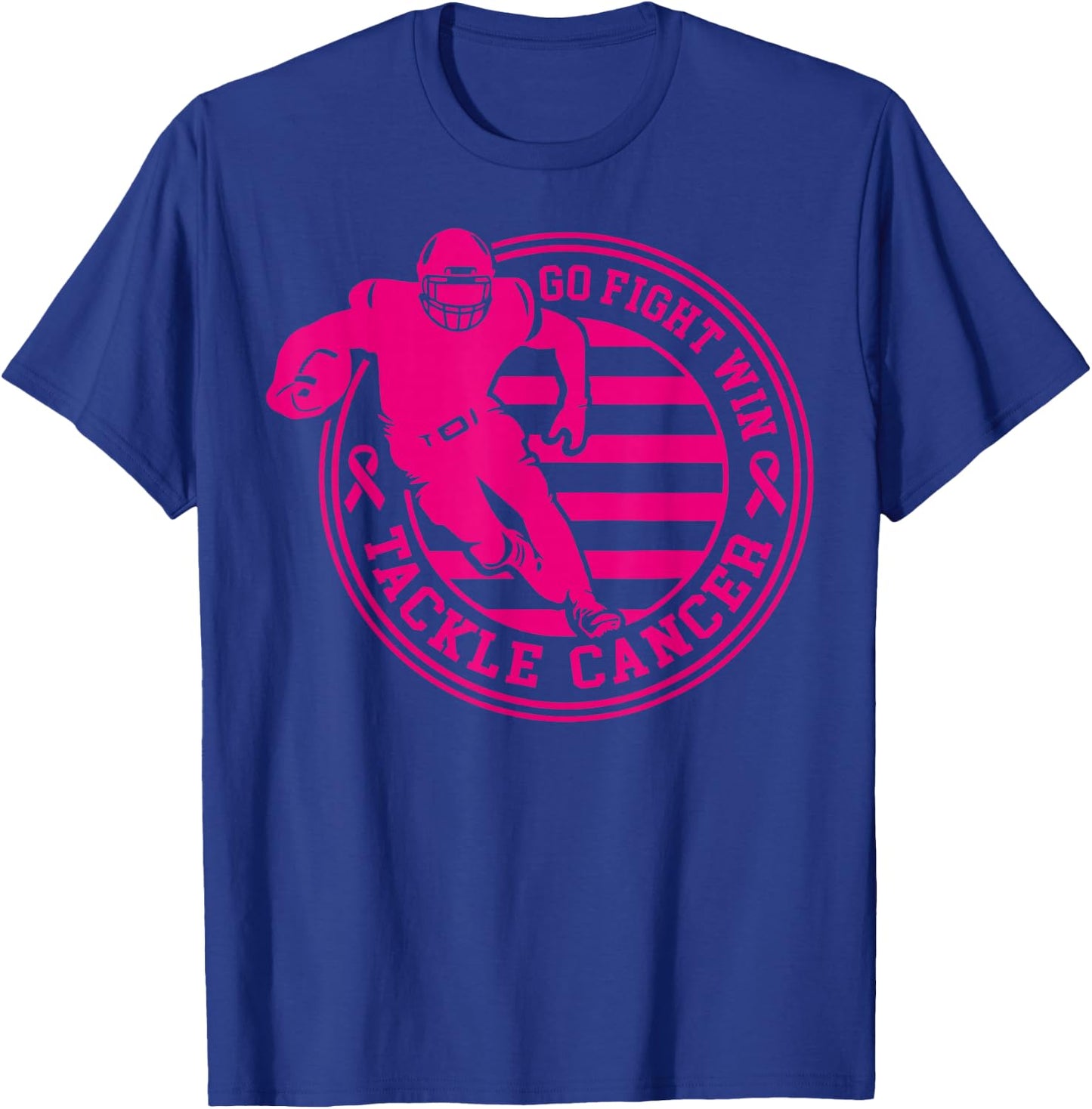 Tackle Breast Cancer Awareness Football Pink Ribbon Boys Kid T-Shirt - T-Shirt | Royal