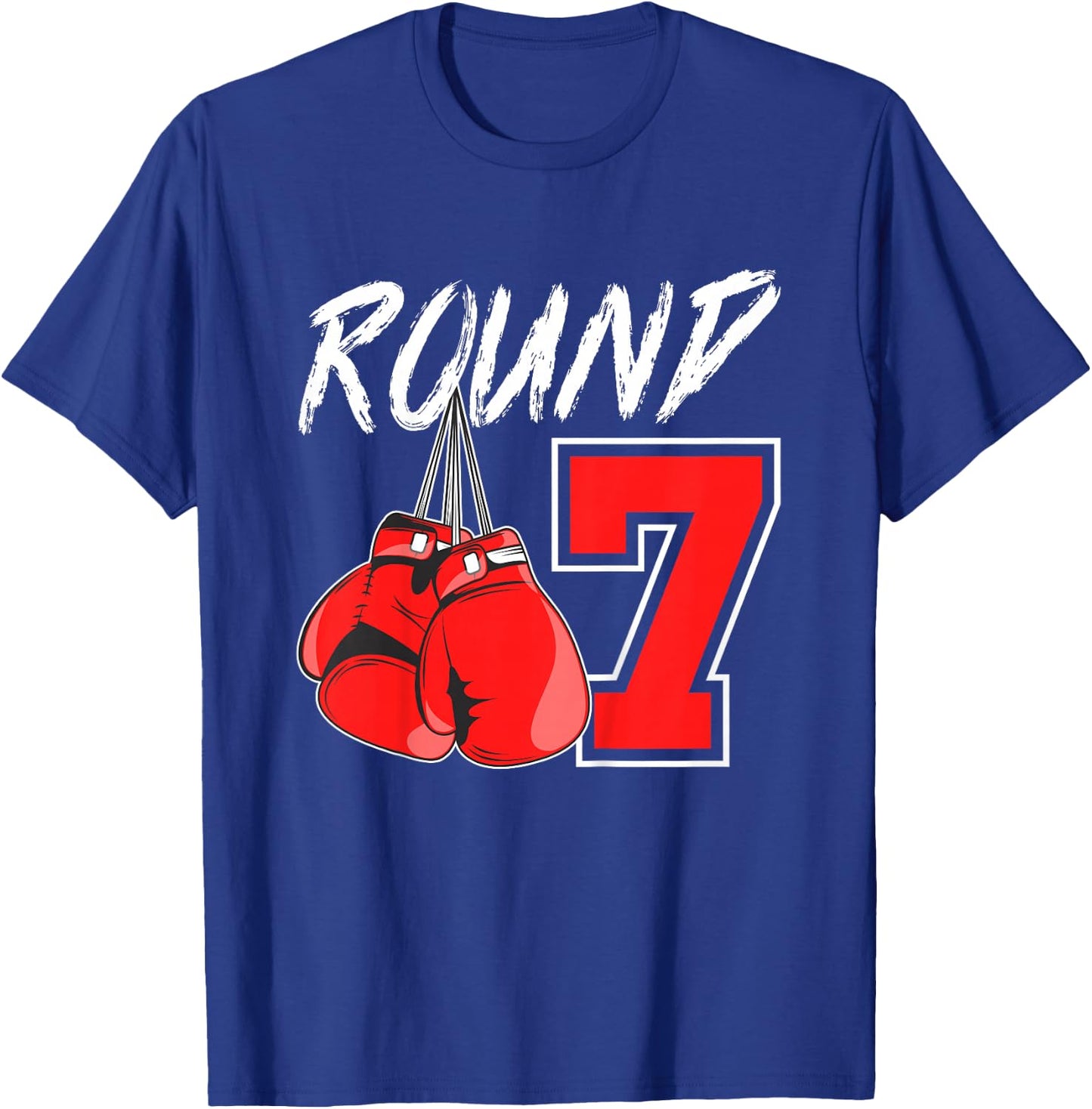 Kids 7th Birthday Boxing Boy 7 Year Old Boxer Bday Party T-Shirt - T-Shirt | Royal