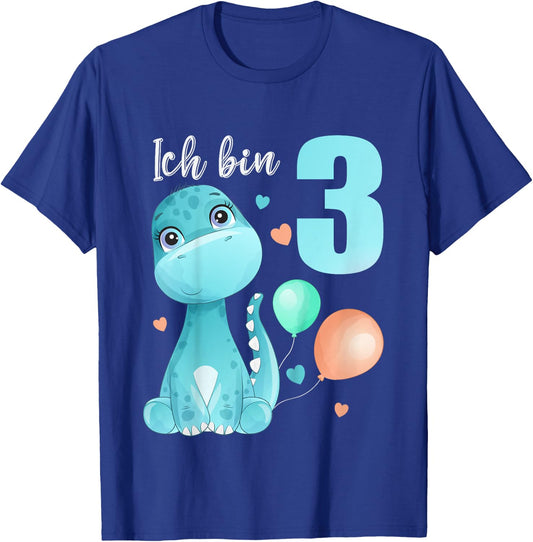 Kids 3 Years Old I'm 3 Dino Dinosaur T-Rex 3rd Birthday , black T-Shirt - T-Shirt | Royal