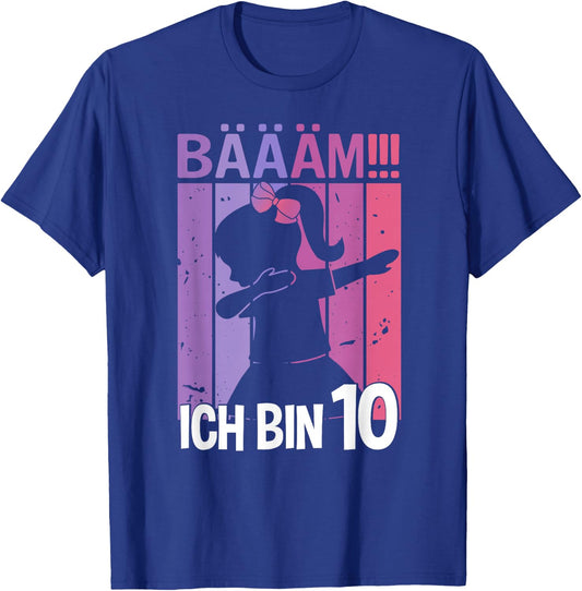 Girls' with German Text "Ich bin 10 Jahre Dab" [German Language], black T-Shirt - T-Shirt | Royal