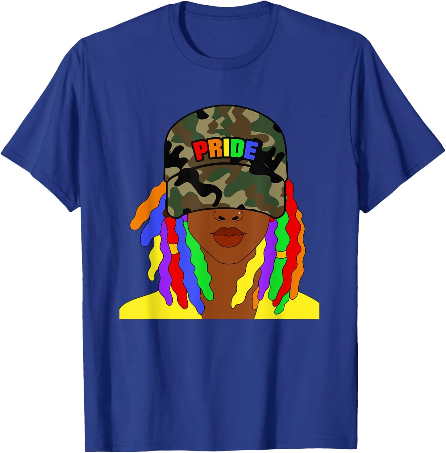 African American Lesbian Gay Pride Rainbow Locs Camo T-Shirt - T-Shirt | Royal