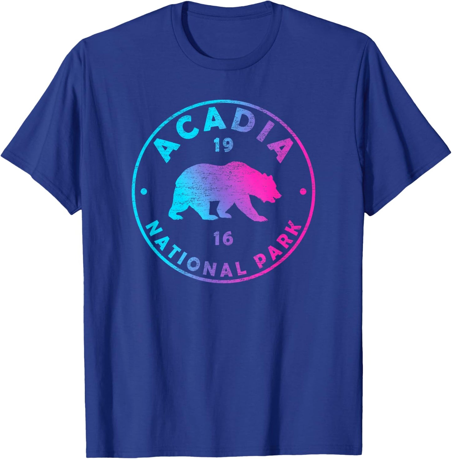 Retro Acadia National Park Colorful Tie Dye Bear Boys Girls T-Shirt - T-Shirt | Royal