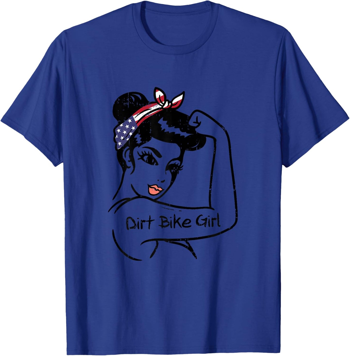 Strong Woman Unbreakable Dirt Bike Girl Flag Motocross Gift T-Shirt - T-Shirt | Royal