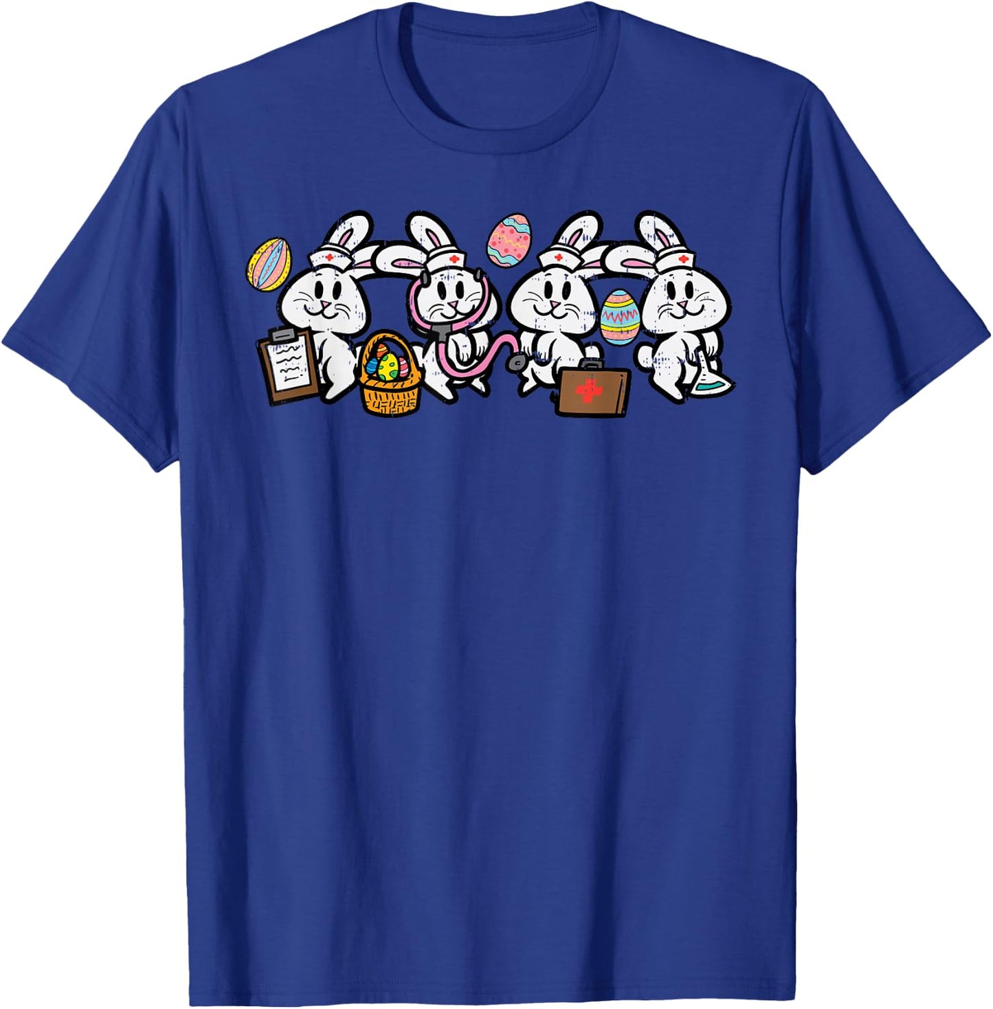 Easter Bunny Nurses Rabbit ER ED Squad Crew Scrub Top Women T-Shirt - T-Shirt | Royal