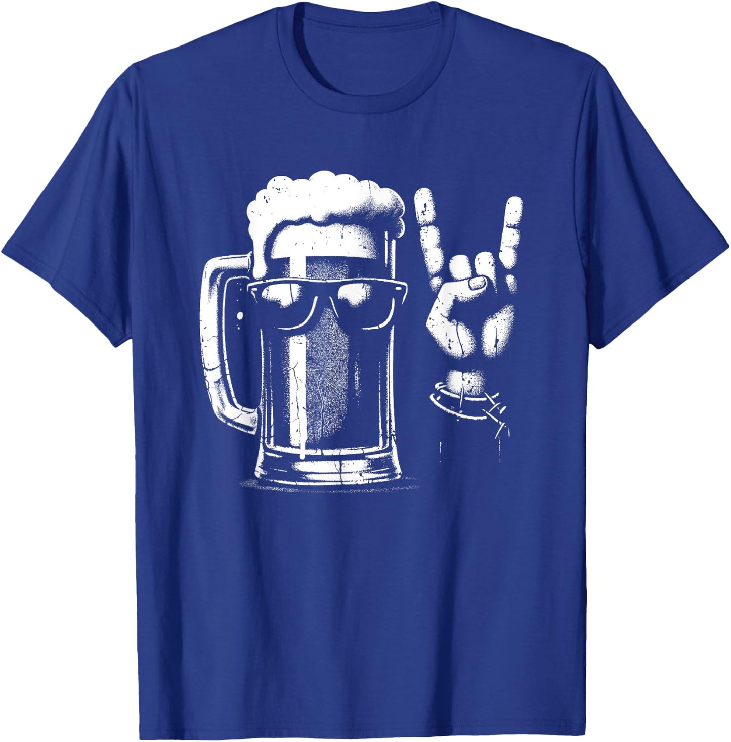 Beer Mug Rock 'n Roll Hand Sign - Vintage Beer Lover T-Shirt - T-Shirt | Royal