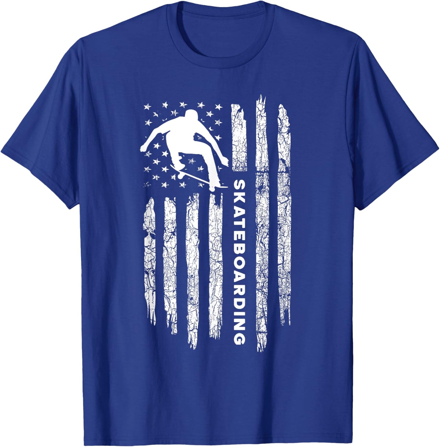 American Flag Skateboard - Vintage Skateboarding Women Kids Men T-Shirt - T-Shirt | Royal