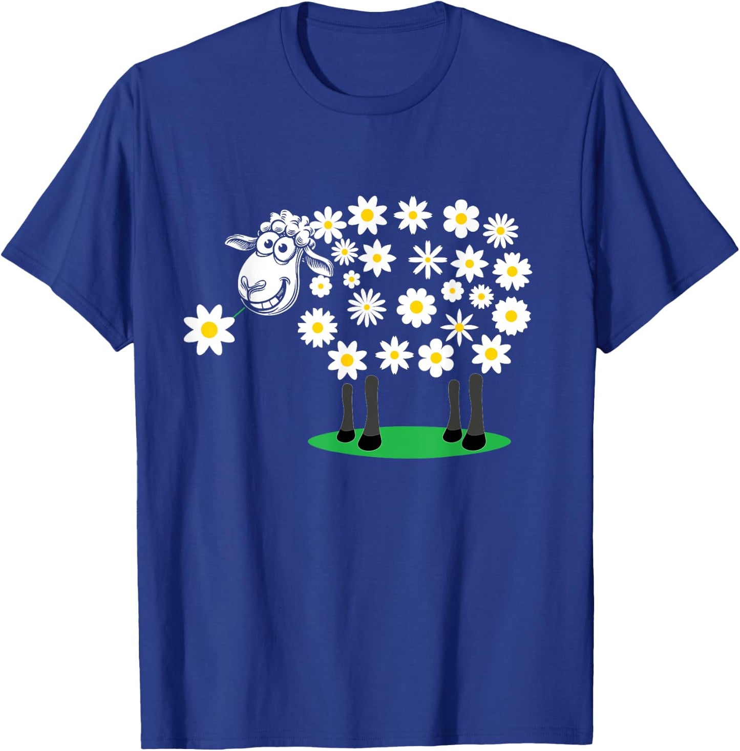 Adorable Cute sheep with daisy flower wool for girls and mum T-Shirt - T-Shirt | Royal