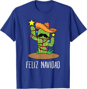 Feliz Navidad Cactus - Mexican Tree Christmas In July T-Shirt - T-Shirt | Royal