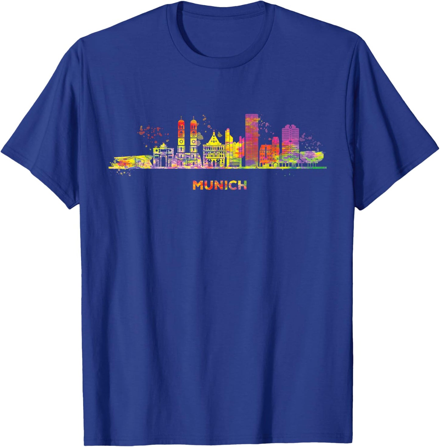 Munich Skyline Colourful Frauenkirche Cityscape Munich , black T-Shirt - T-Shirt | Royal