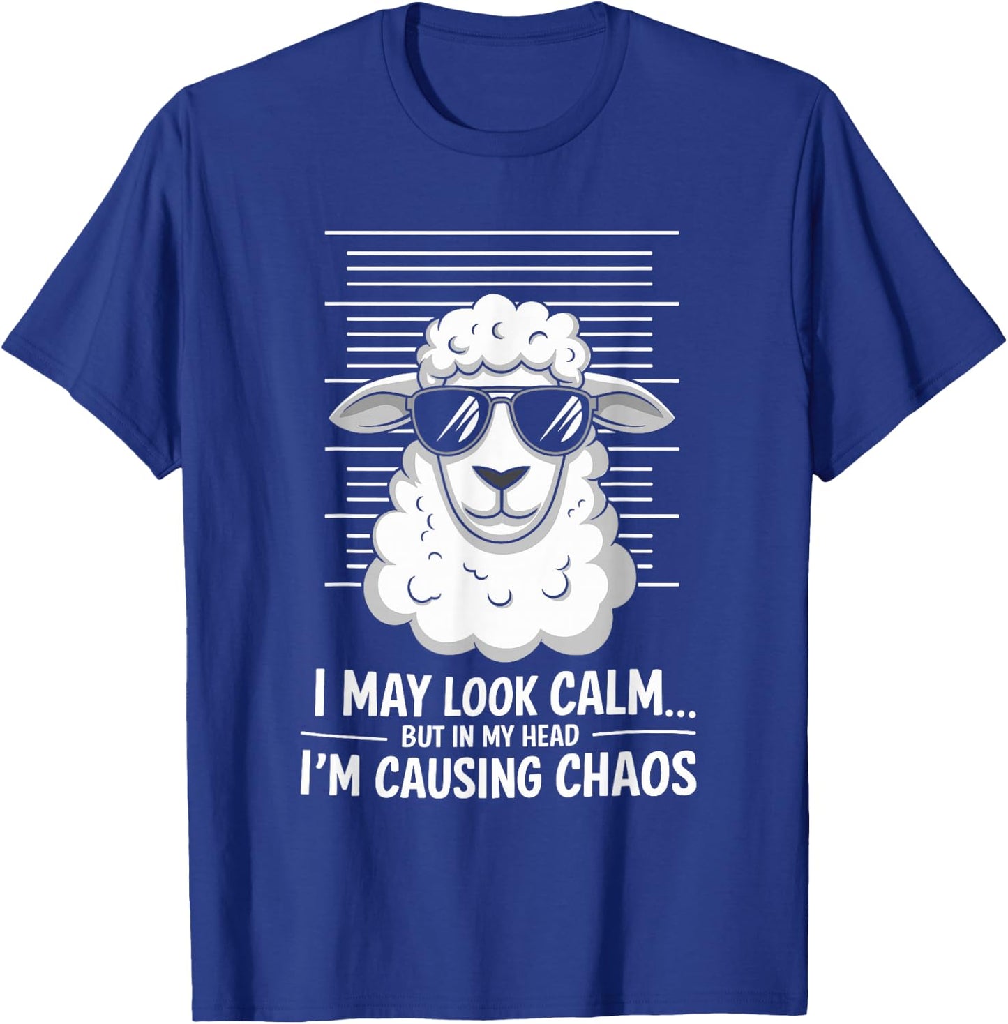 I May Look Calm but in My Head Funny Sheep T-Shirt - T-Shirt | Royal