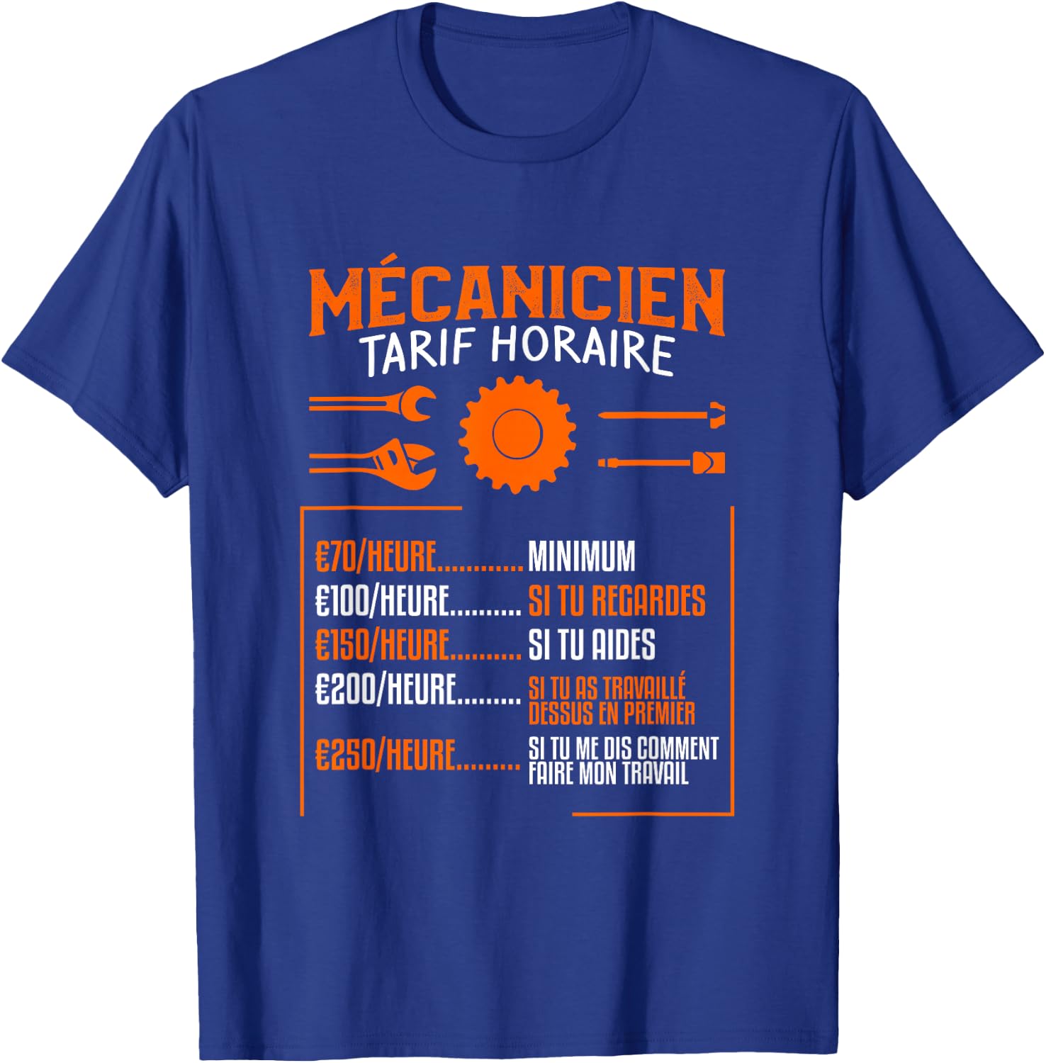 idée cadeau drôle de tarif pour un mécanicien , Black, S T-Shirt - T-Shirt | Royal