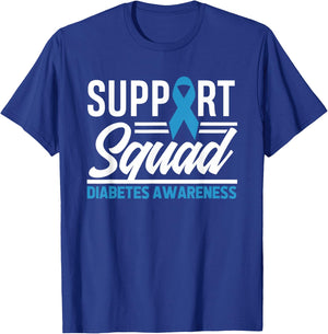 T1D T2D Warrior Support Squad Diabetes Awareness T-Shirt - T-Shirt | Royal