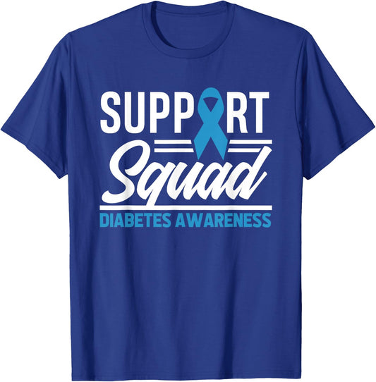 T1D T2D Warrior Support Squad Diabetes Awareness T-Shirt - T-Shirt | Royal
