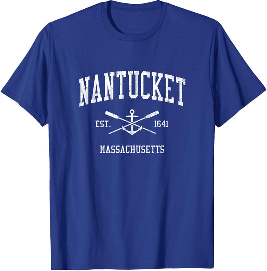 Nantucket MA Vintage gekreuzte Ruder & Bootsanker Sport T-Shirt - T-Shirt | Royal