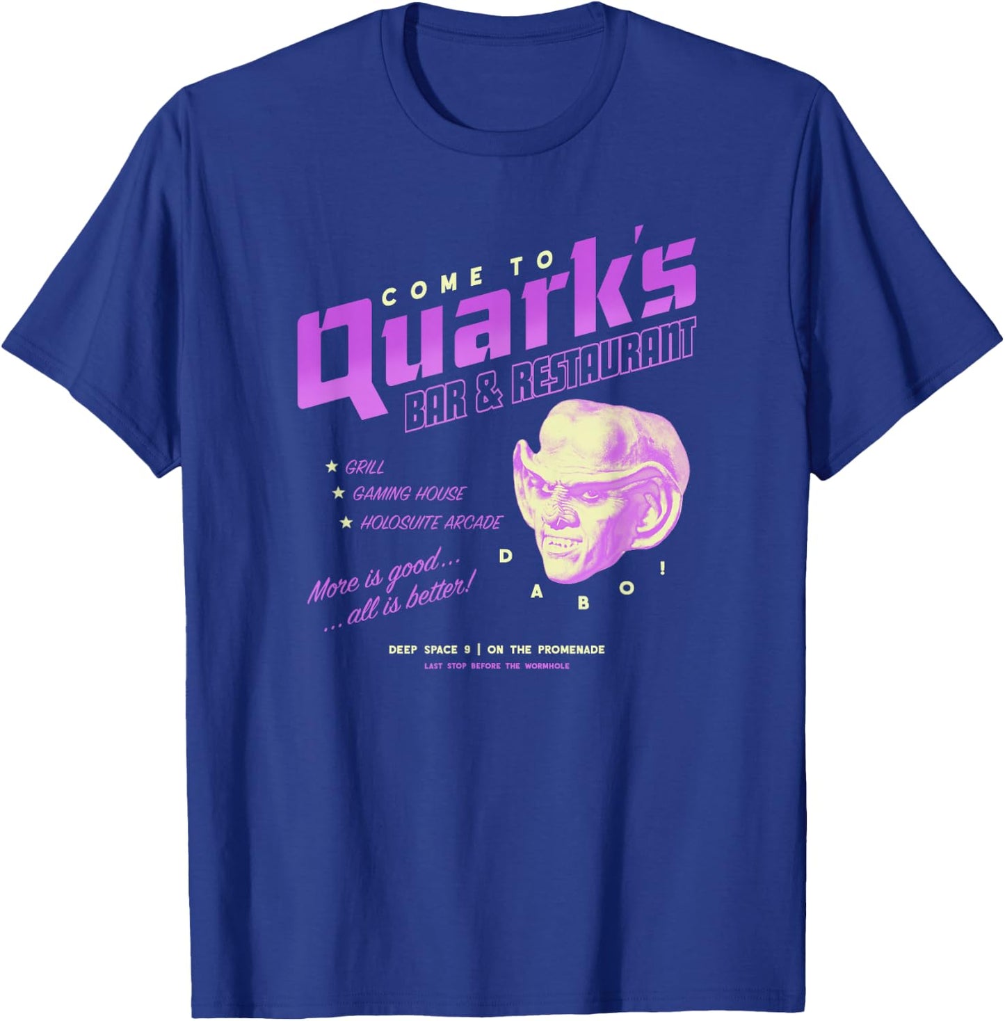 Star Trek: Deep Space Nine Come to Quark's Bar Vintage Logo T-Shirt - T-Shirt | Royal