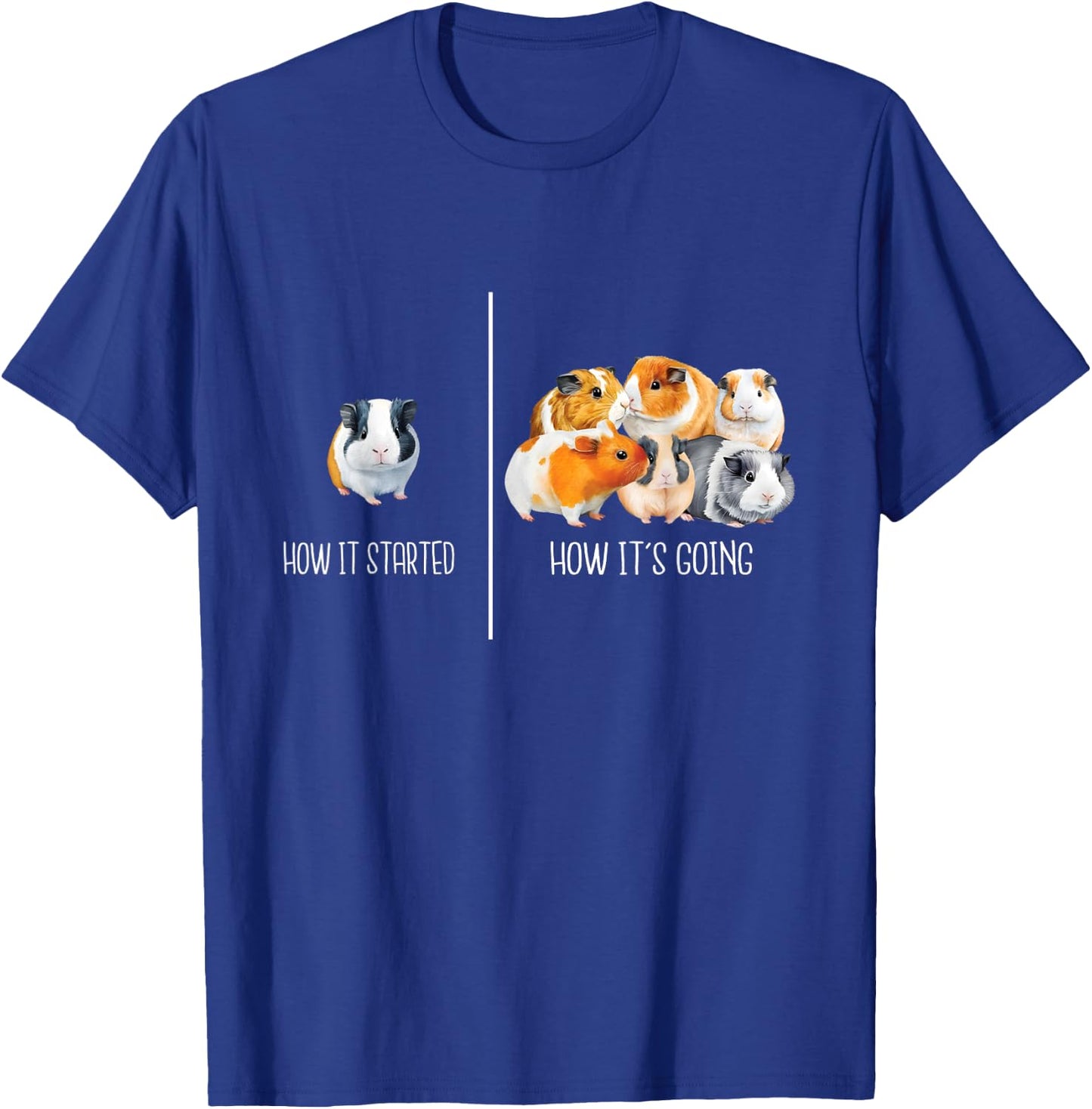 How It Started How It's Going - Guinea Pig Rodent Pet Lover T-Shirt - T-Shirt | Royal