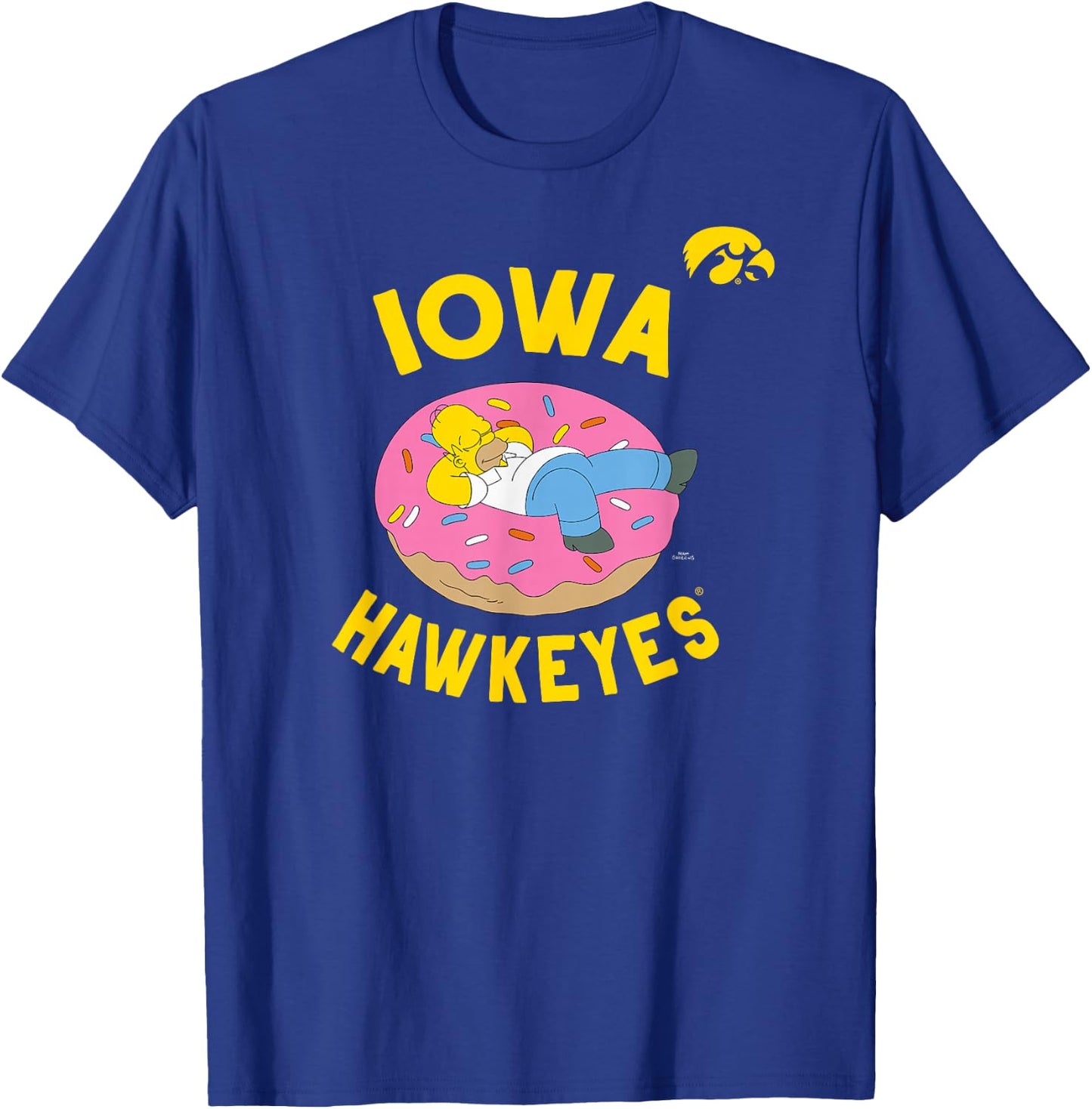 Iowa Hawkeyes Homer Simpson Donut Dark Gray T-Shirt - T-Shirt | Royal