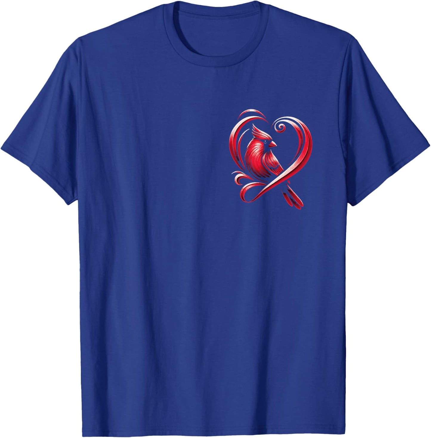 Cardinal Bird Heart Red Cardinal Bird Animal Chest T-Shirt - T-Shirt | Royal