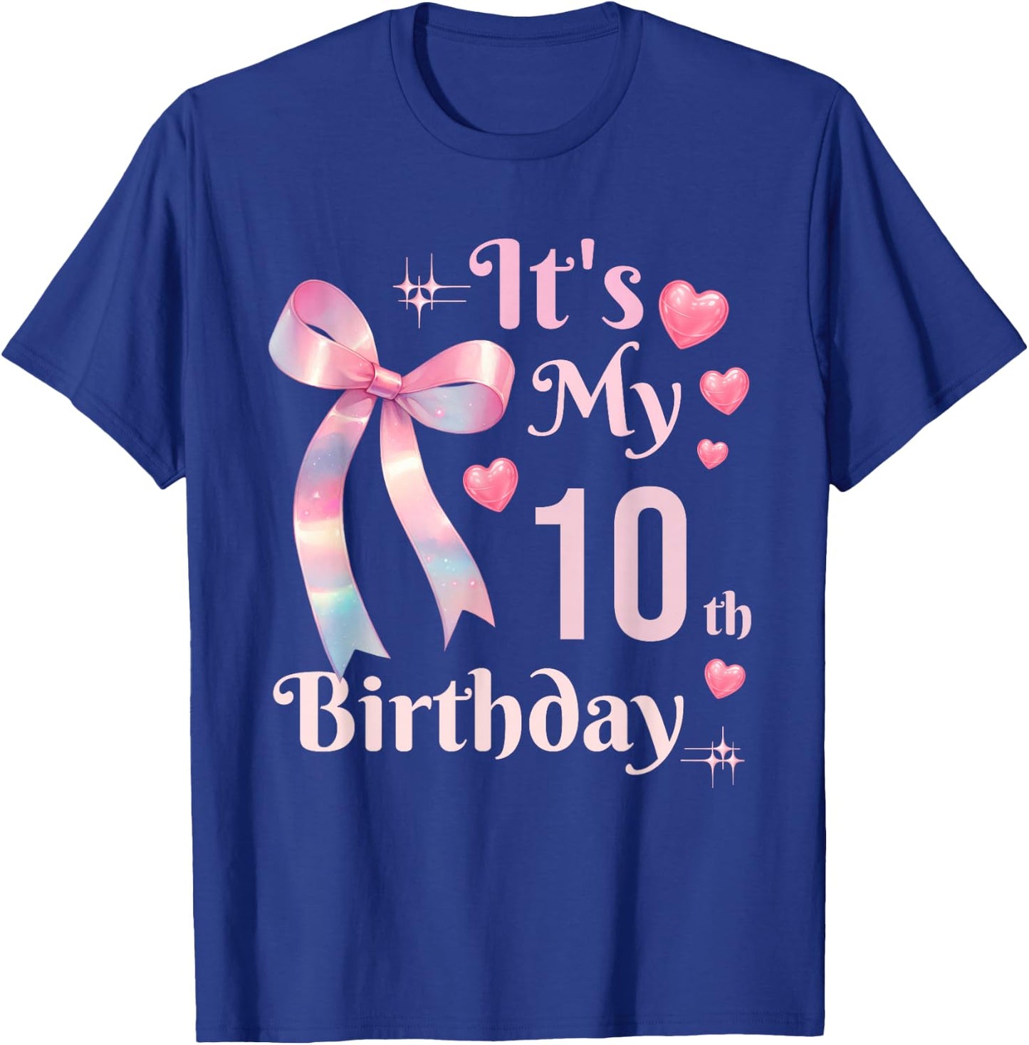 It's My 10th Birthday Coquette Bow 10 Year Old Birthday Girl T-Shirt - T-Shirt | Royal