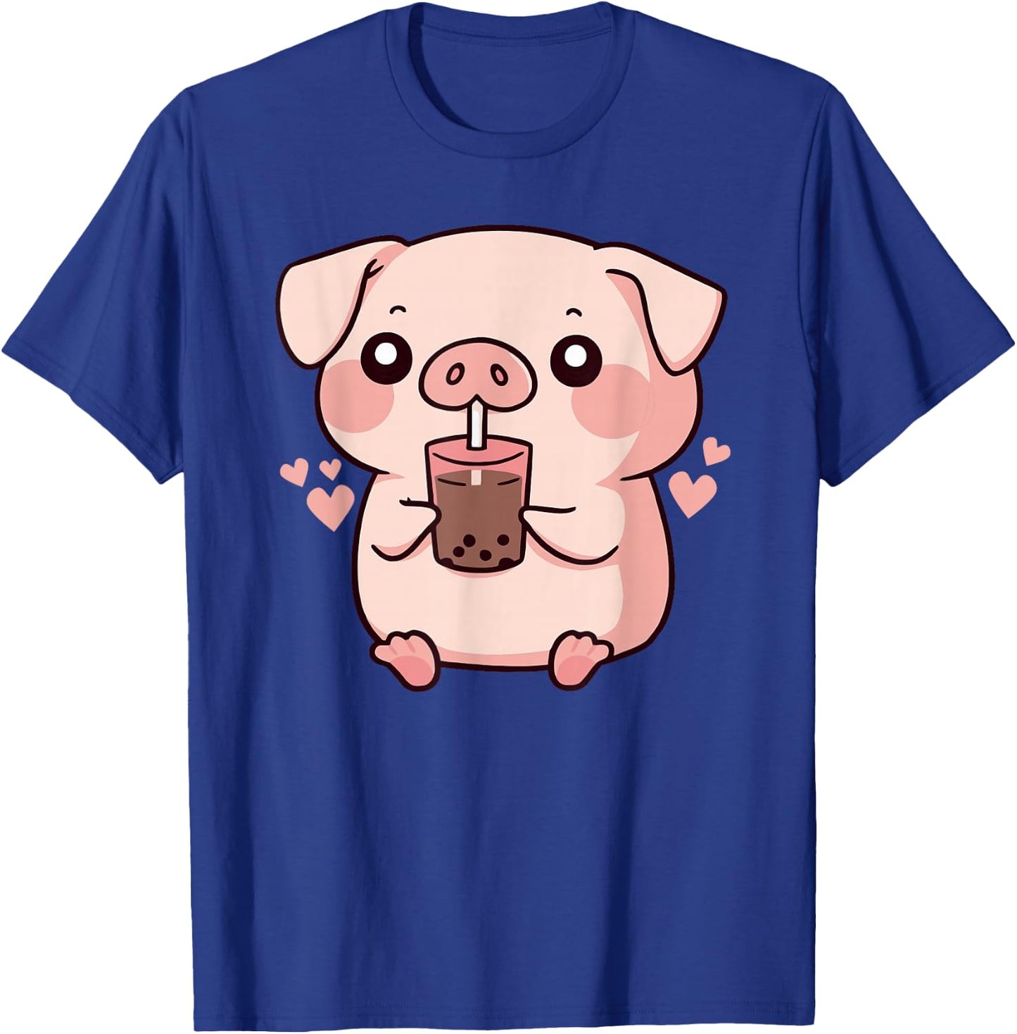 Cute kawaii cartoon pig drinking bubble tea T-Shirt - T-Shirt | Royal