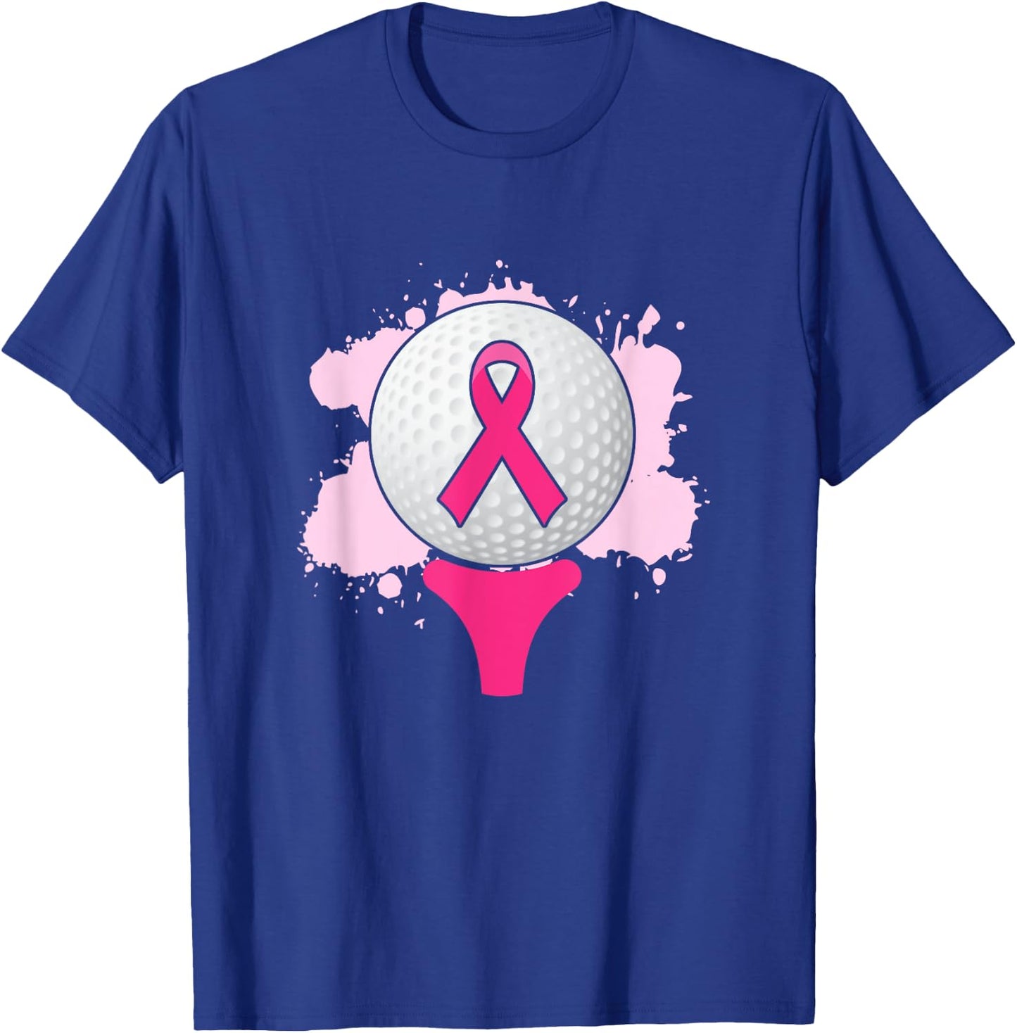 Breast Cancer Awareness Golf Ball Pink Ribbon T-Shirt - T-Shirt | Royal