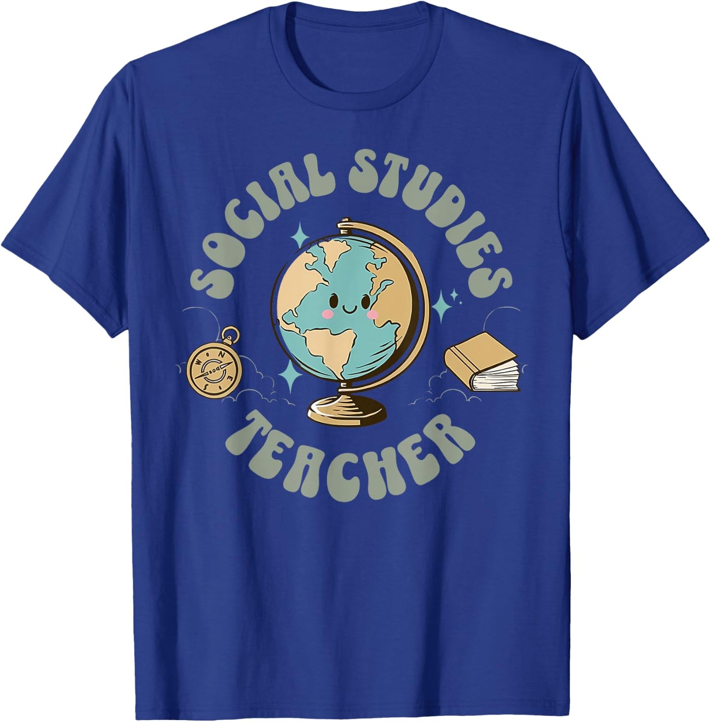 Retro Social Studies Teacher Earth Globe History Teacher T-Shirt - T-Shirt | Royal