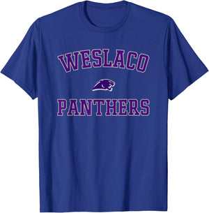 Weslaco Panthers Logo Varsity HS T-Shirt - T-Shirt | Royal