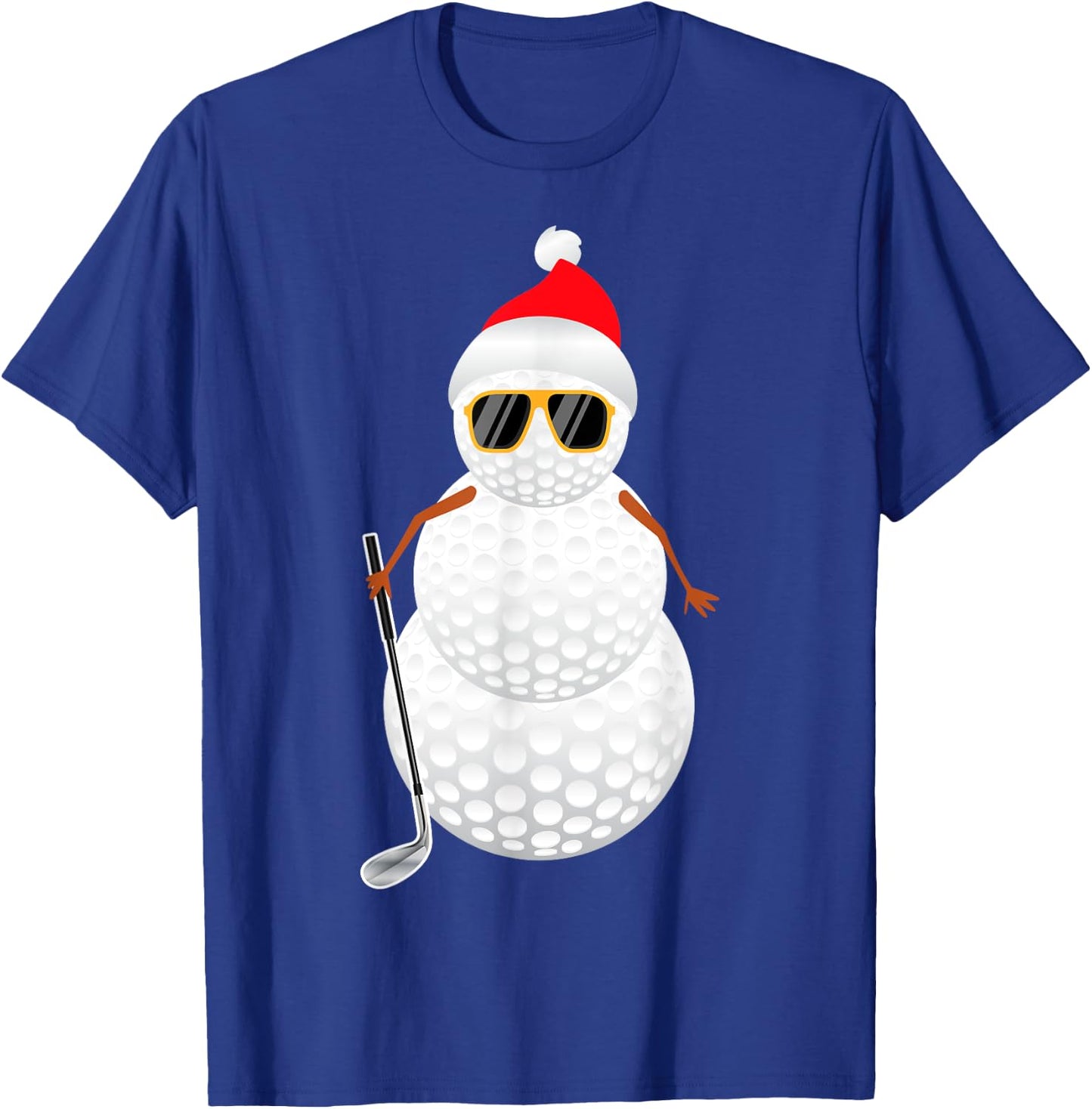 Santa Snowman Golf Ball Christmas Golfer Gift T-Shirt - T-Shirt | Royal