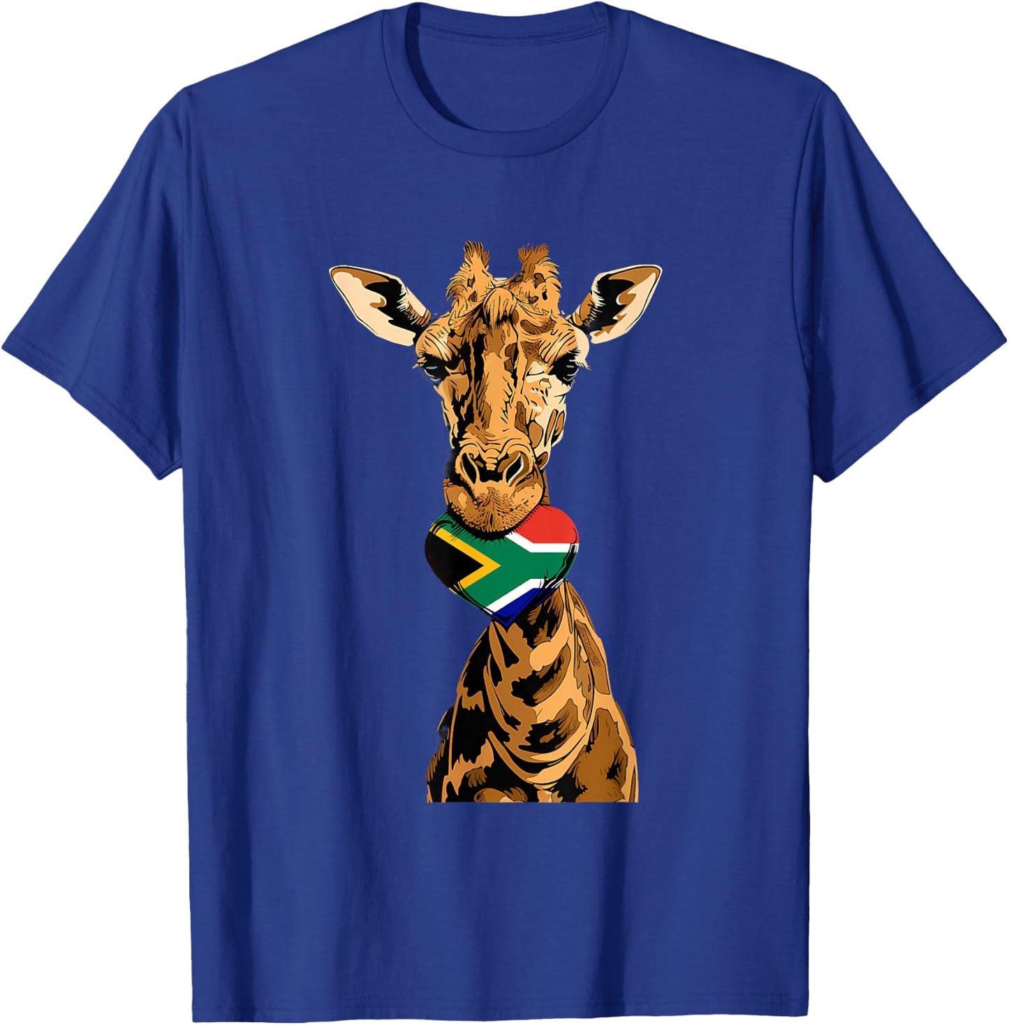 South Africa Flag Giraffe South African Roots Heart T-Shirt - T-Shirt | Royal