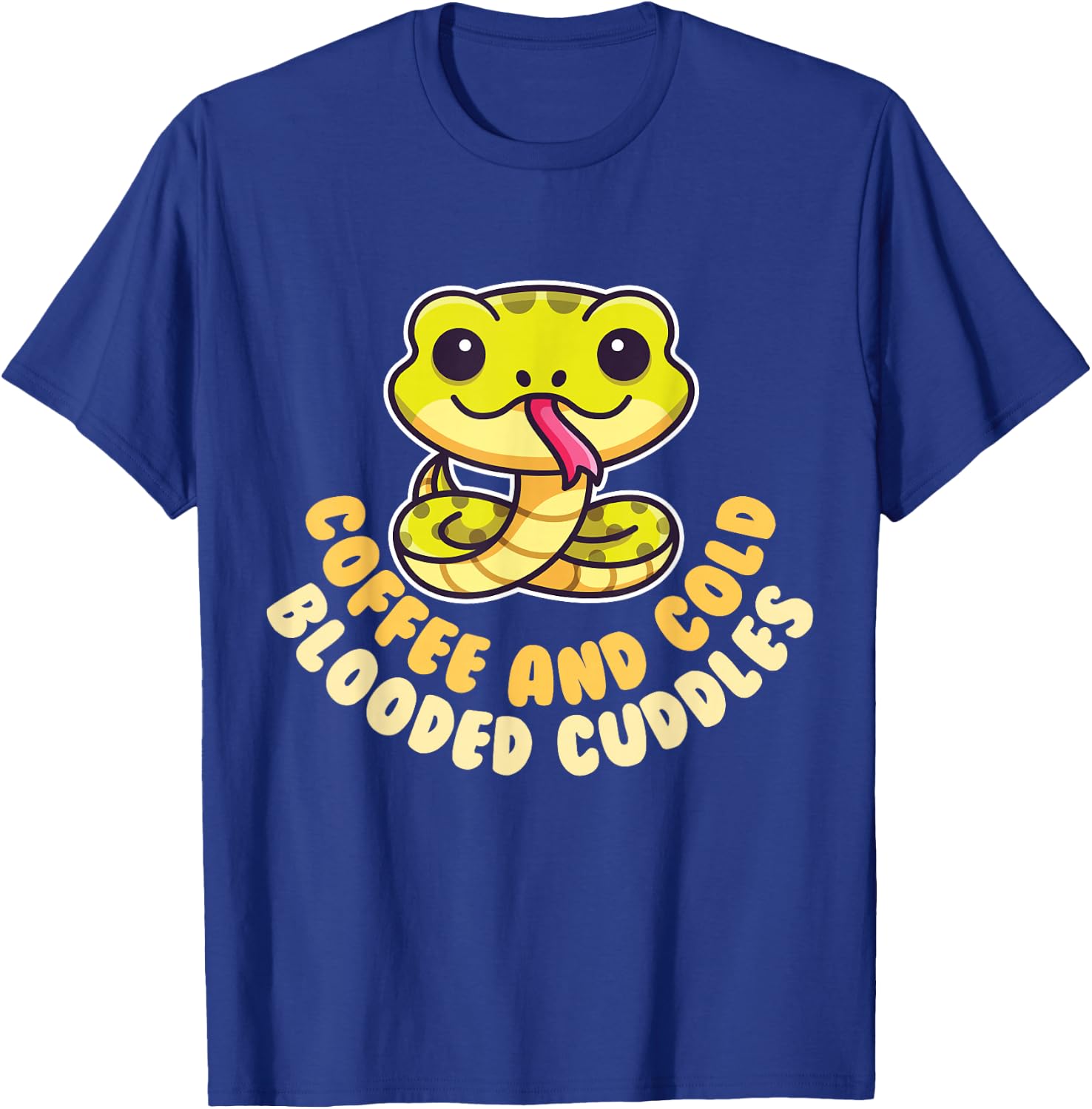 Cute Snake Coffee and Cold Blooded Cuddles Reptile T-Shirt - T-Shirt | Royal