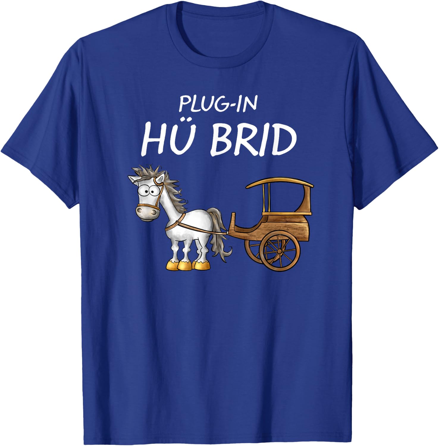 Funny Hybrid Plug-in Car Horse Word Game HÜ BRID , black T-Shirt - T-Shirt | Royal