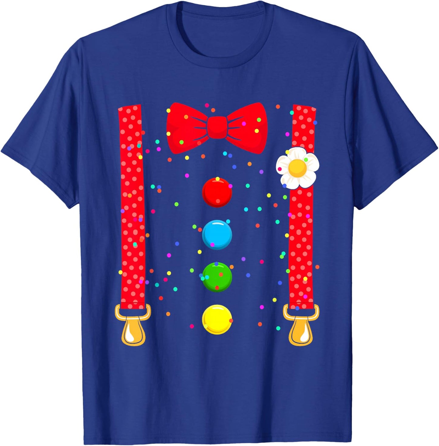 Clown Costume with Braces Bow Tie for Carnival Fancy Dress , black T-Shirt - T-Shirt | Royal