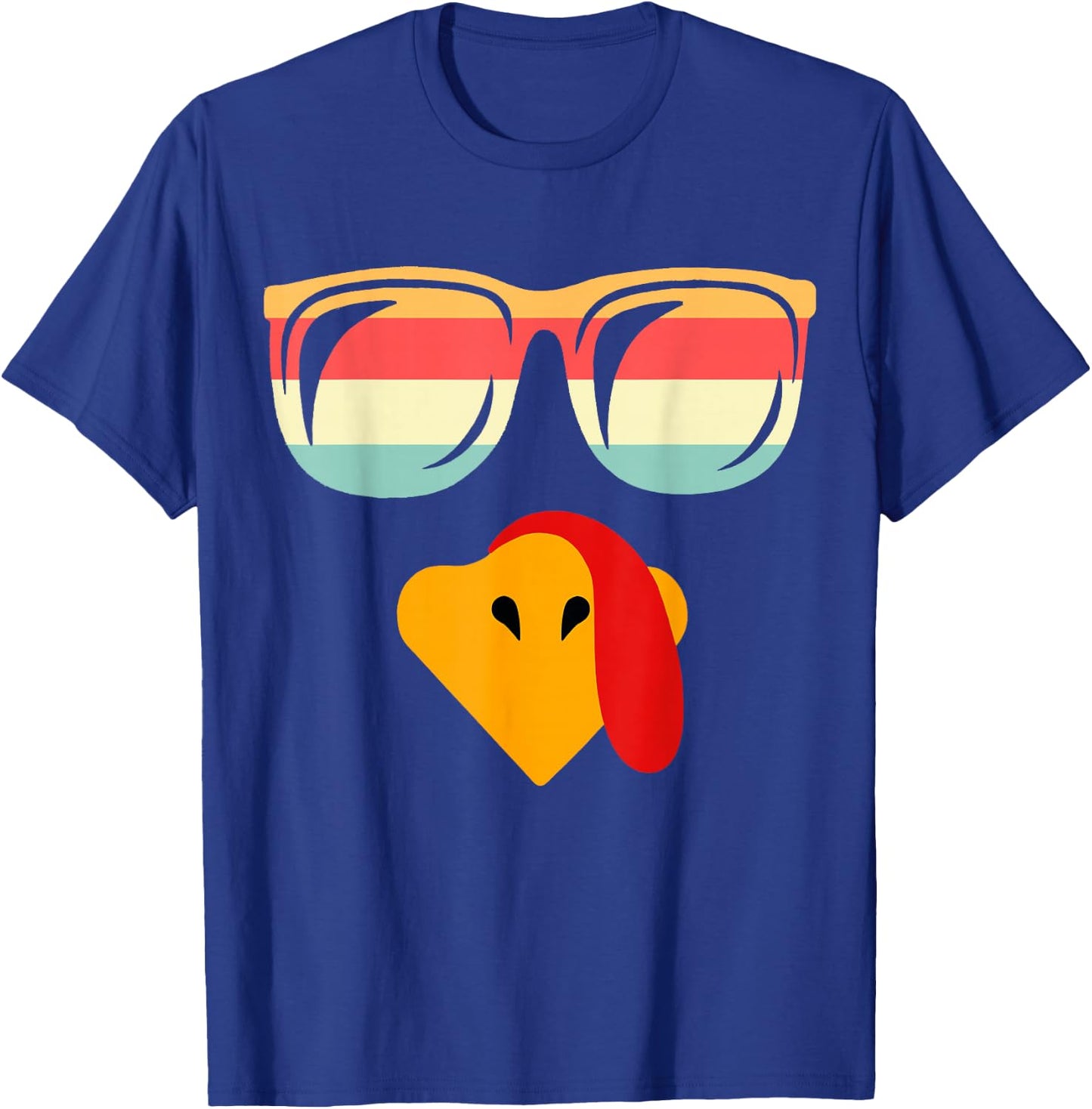 Cool Turkey Face With Sunglasses Funny Thanksgiving For Boys T-Shirt - T-Shirt | Royal
