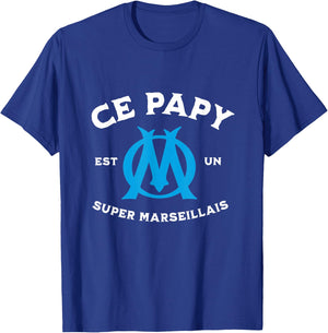 Grandpa Super Marseillais supporter humour grandpa , Black, S T-Shirt - T-Shirt | Royal