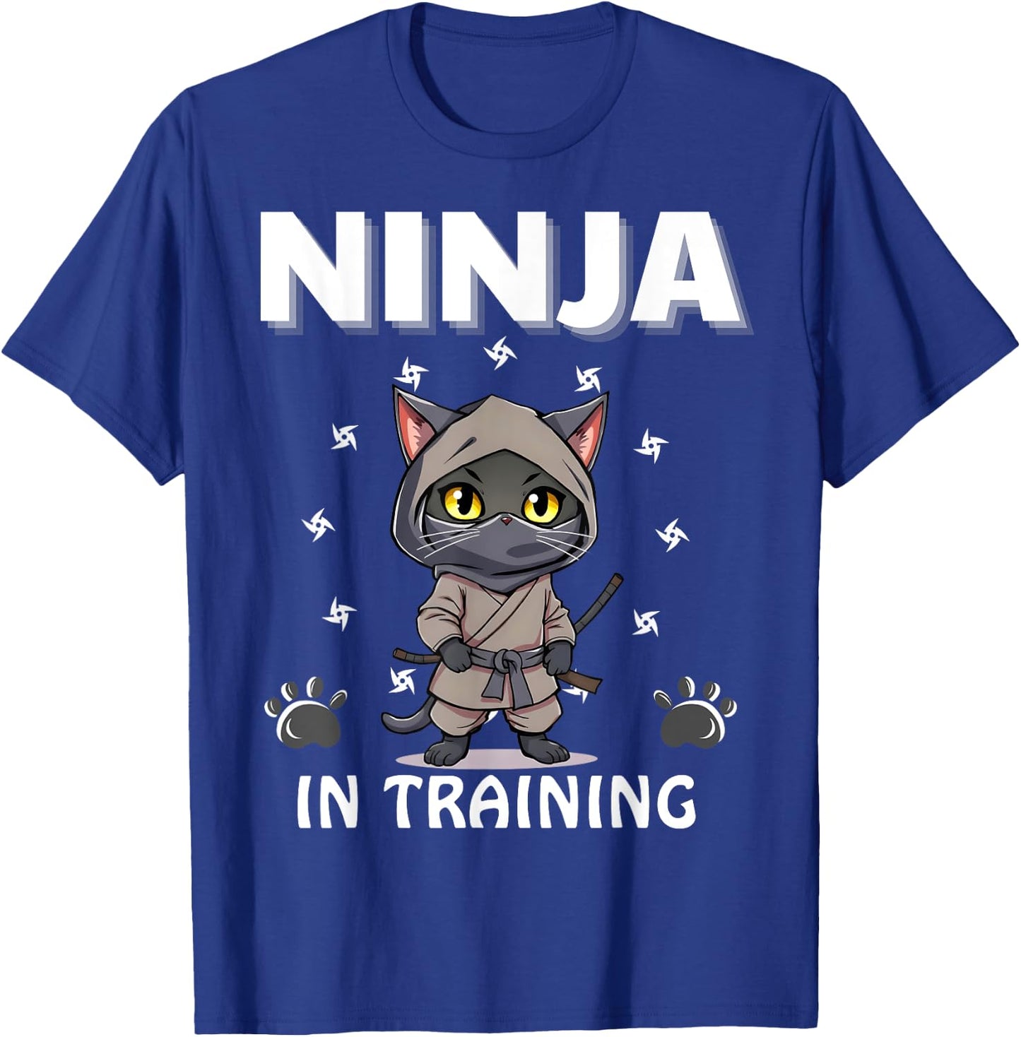 Ninja In Training Cute Cat Funny Birthday Ninjas Boys Girls T-Shirt - T-Shirt | Royal