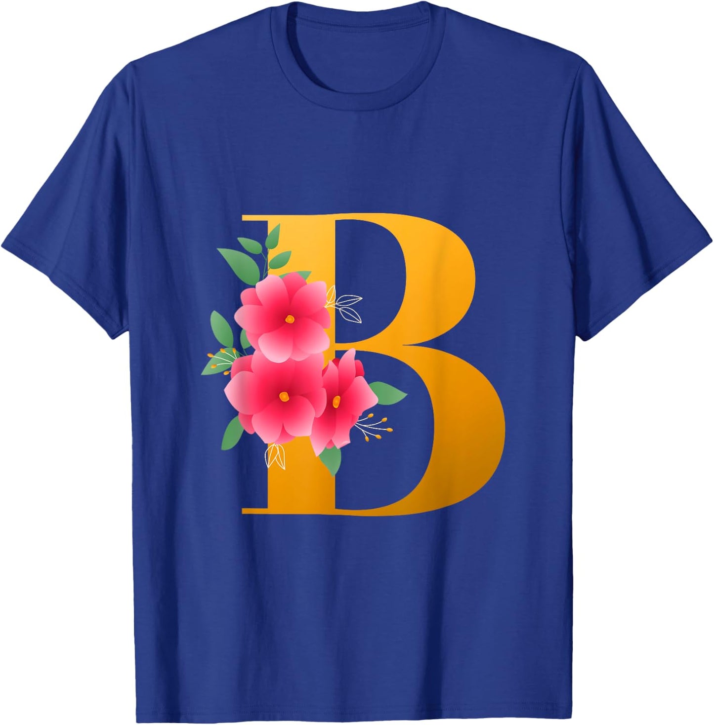 Floral B Alphabet Cute Initial Monogram Letter B Graphic T-Shirt - T-Shirt | Royal