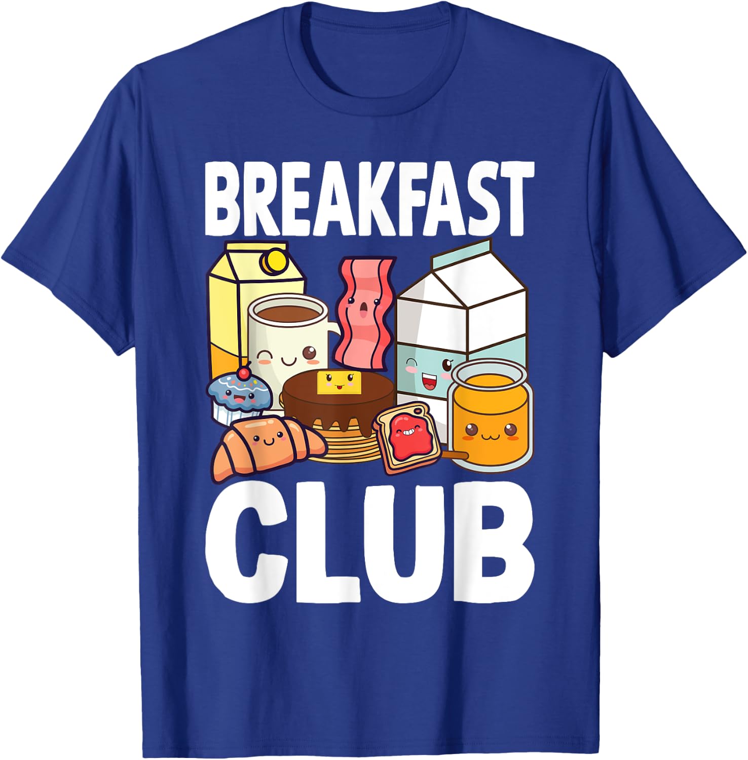 Breakfast Lover Gift Co. Breakfast Club Kawaii Cartoon , -Adults & Kids, Black, Small, Short Sleeve T-Shirt - T-Shirt | Royal