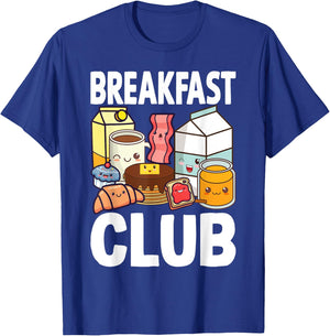 Breakfast Lover Gift Co. Breakfast Club Kawaii Cartoon , -Adults & Kids, Black, Small, Short Sleeve T-Shirt - T-Shirt | Royal