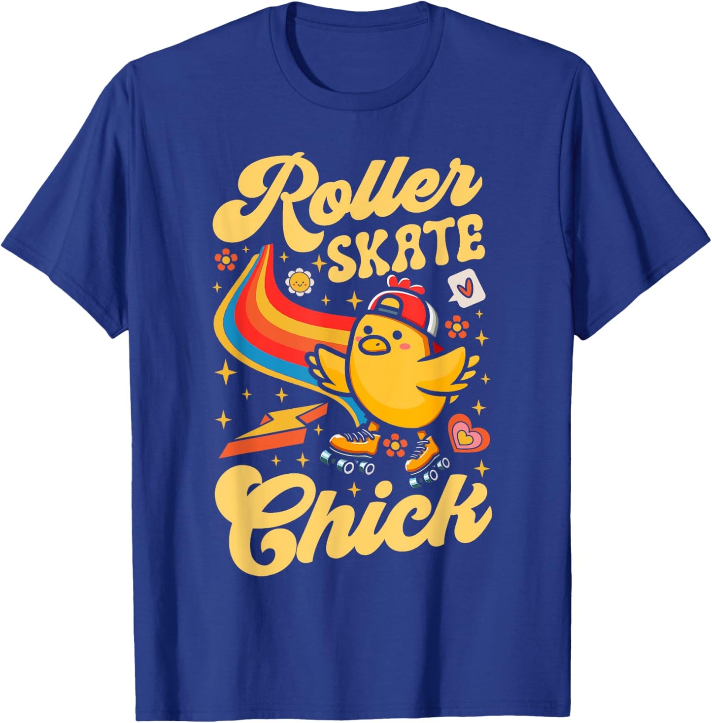 Cool Roller Skating Skate Girl 1970s Retro Chicken Roller T-Shirt - T-Shirt | Royal