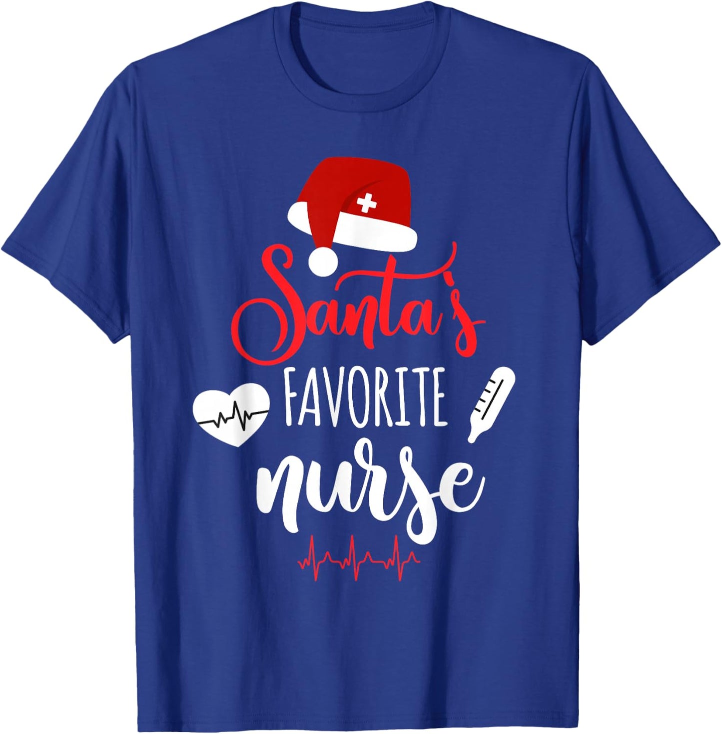 Nurse Christmas Santa's Favorite Nurse Xmas Scrub Top T-Shirt - T-Shirt | Royal