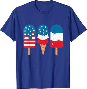 4th Of July Popsicle Red White Blue American Flag Patriotic Women Girls Kids Men T-Shirt - T-Shirt | Royal