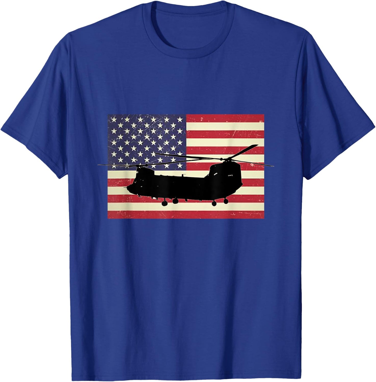 American USA Flag Chinook Helicopter Army Military Pilot Kids Men T-Shirt - T-Shirt | Royal