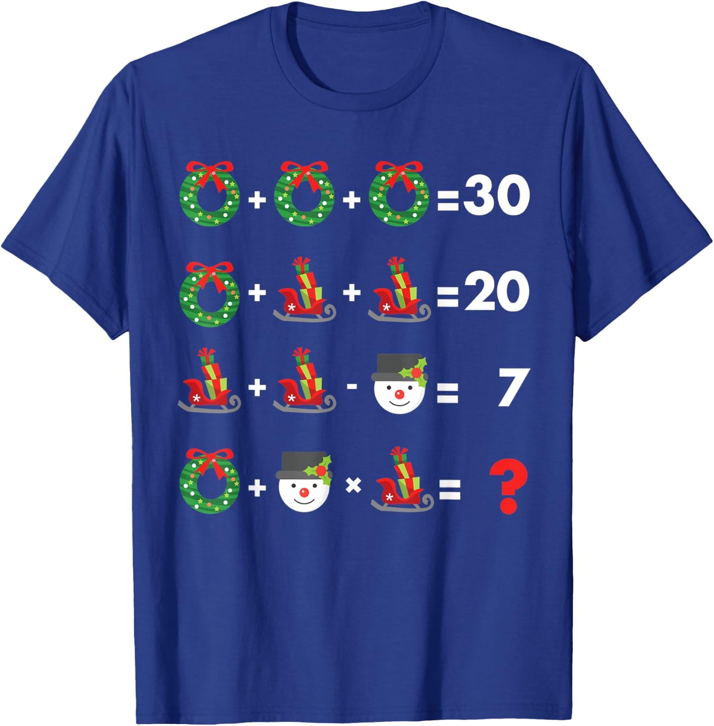 Math Teacher Order of Operations Christmas Men Women Kids T-Shirt - T-Shirt | Royal