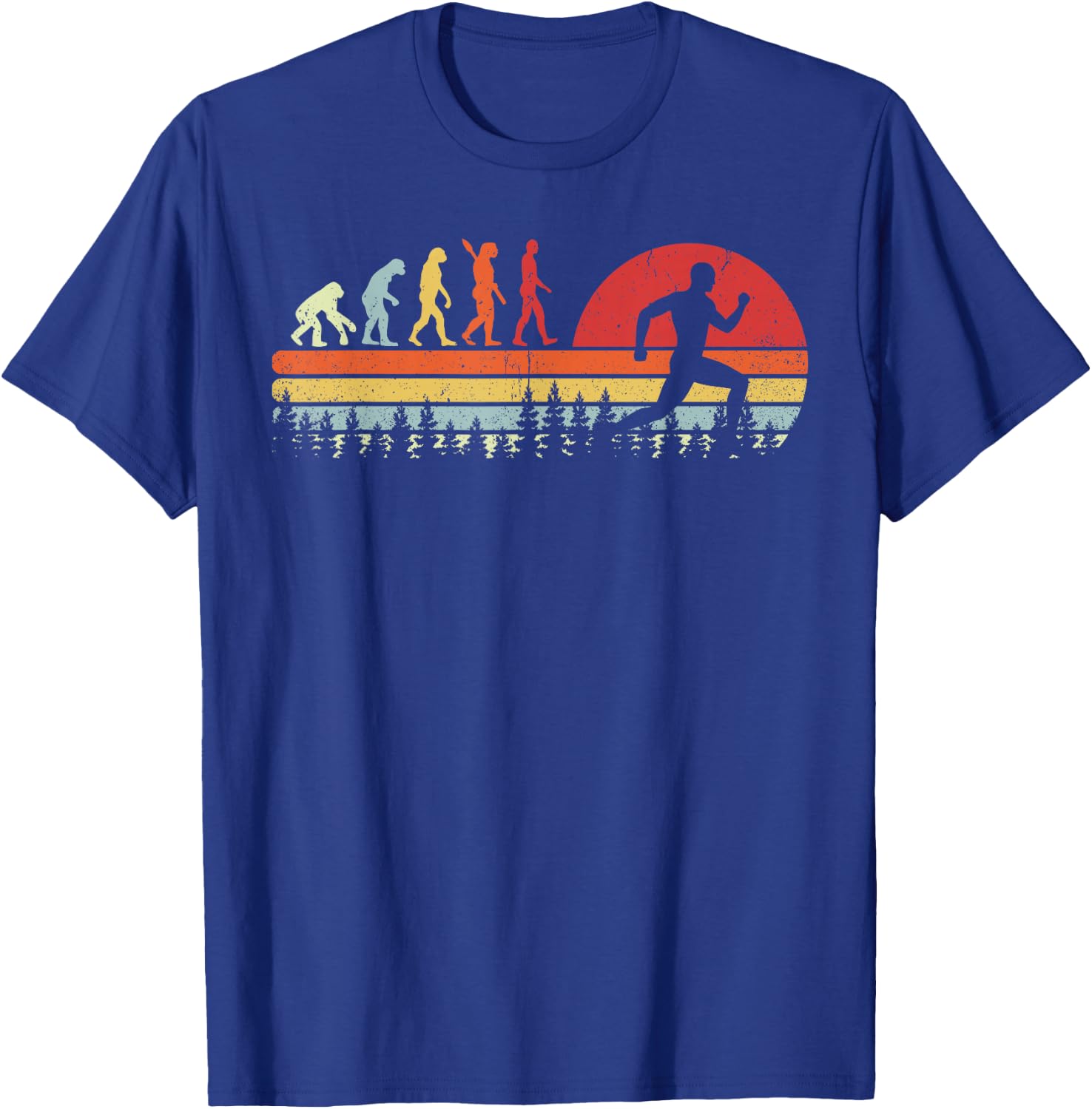 Vintage Retro Running Human Evolution Gift Runner Men Women T-Shirt - T-Shirt | Royal
