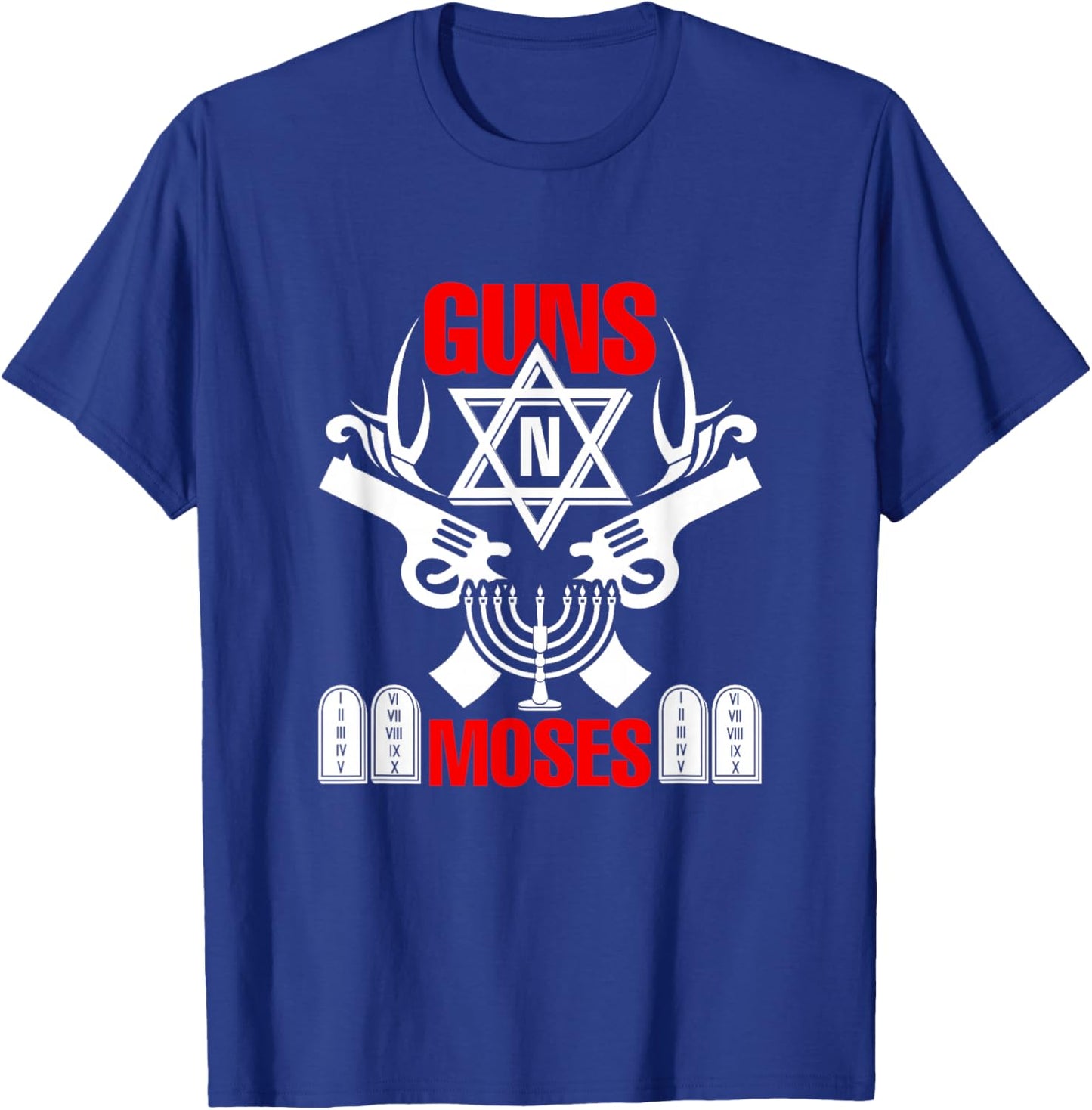 Guns N Moses - Funny Jewish Israeli Army Rock T-Shirt - T-Shirt | Royal