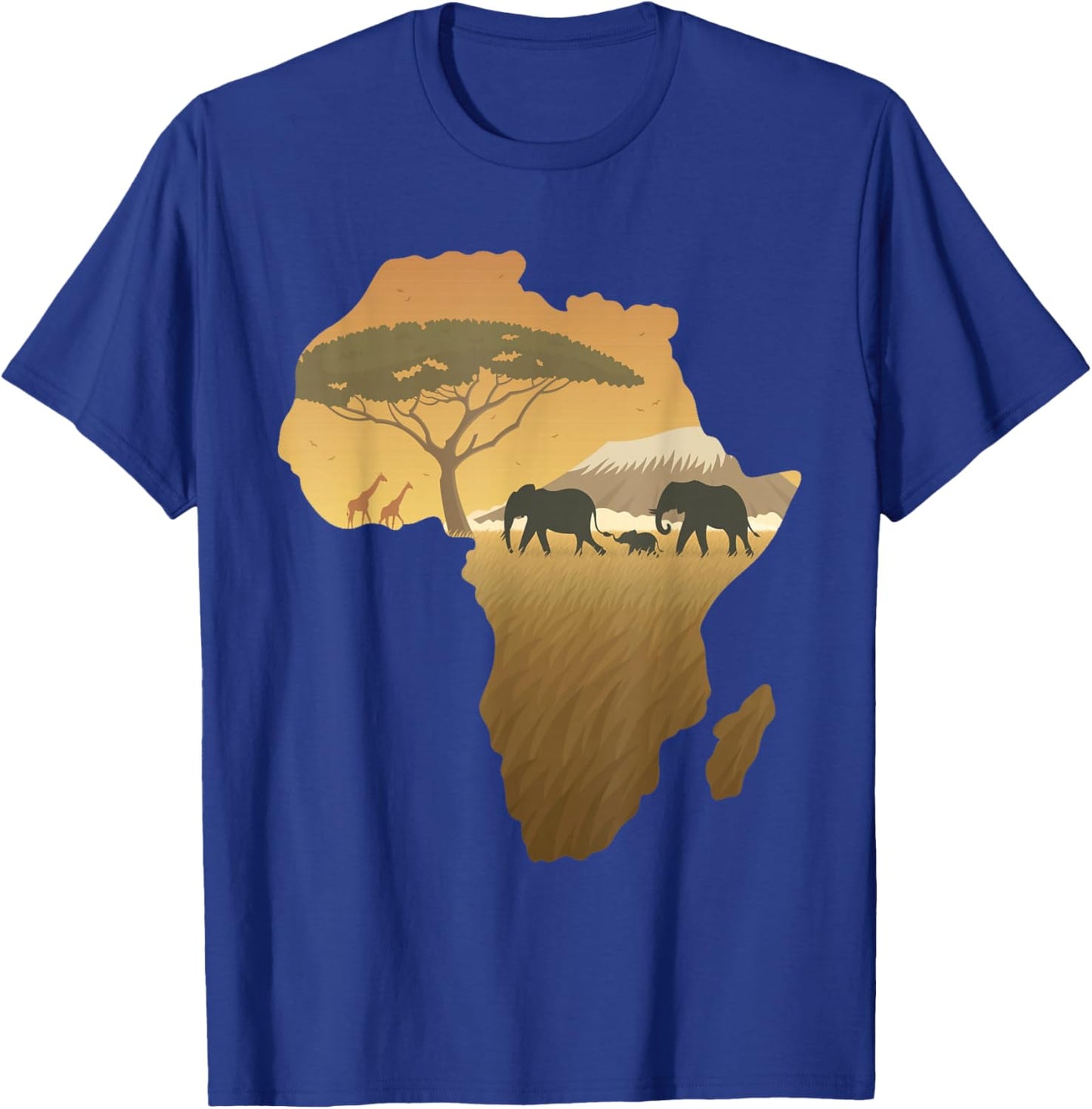 Africa Elephant Map Dad South Animal Big Five Safari T-Shirt - T-Shirt | Royal